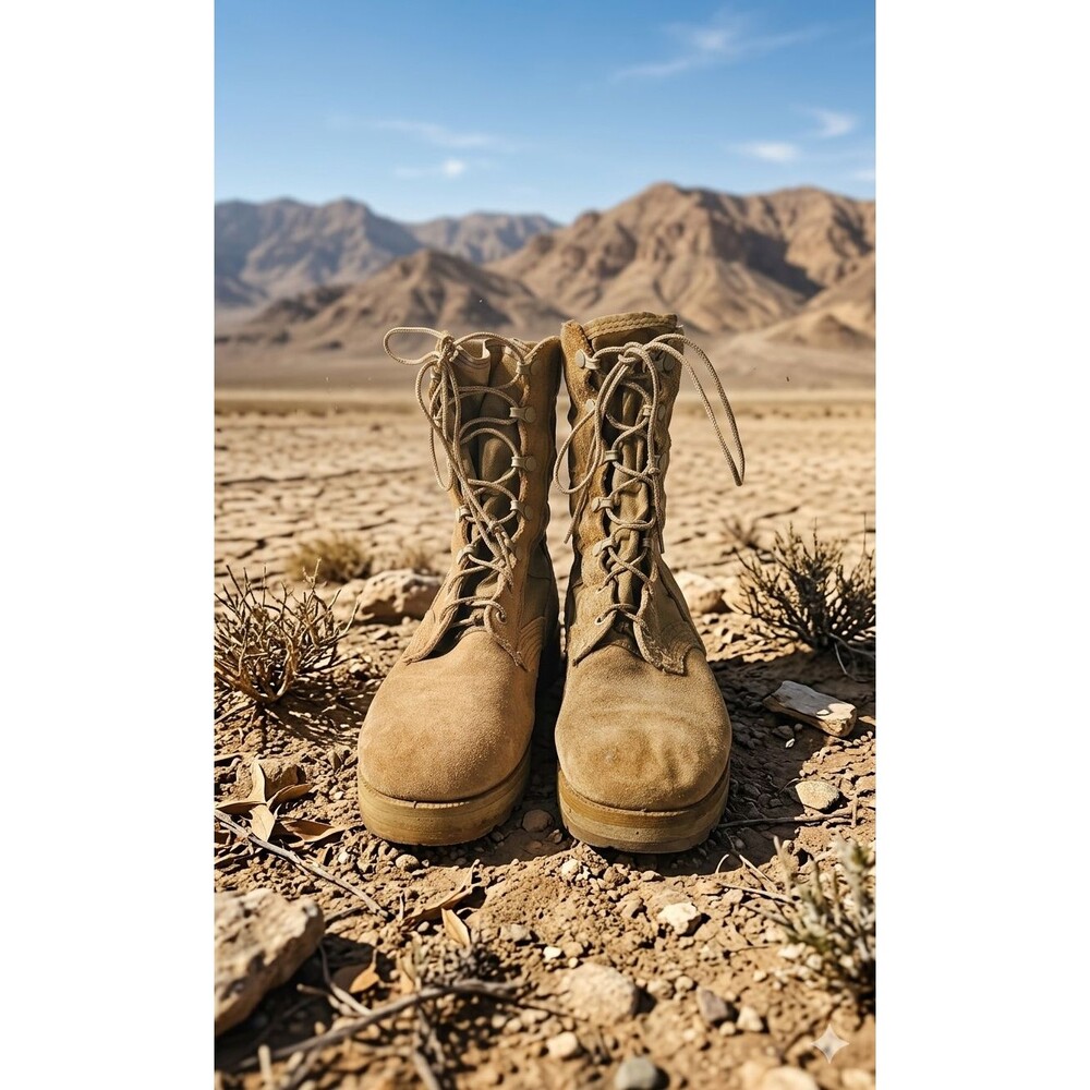 US Military Desert Combat Boots Tan Suede Canvas Vibram Sole Men’s Size 9,5W